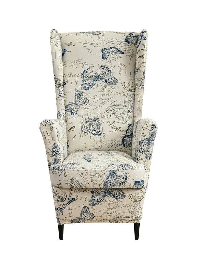 Eco-Ancheng Wingback Chair Slipcover 2 Piece Wingback Chair Cover Spandex Wing Chair Slipcovers Wingback Armchair Covers with Elastic Bottom for Living Room Wingback Chair - Image 1